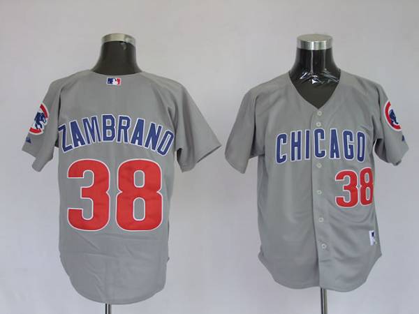Cubs #38 Carlos Zambrano Stitched Grey MLB Jersey - Click Image to Close